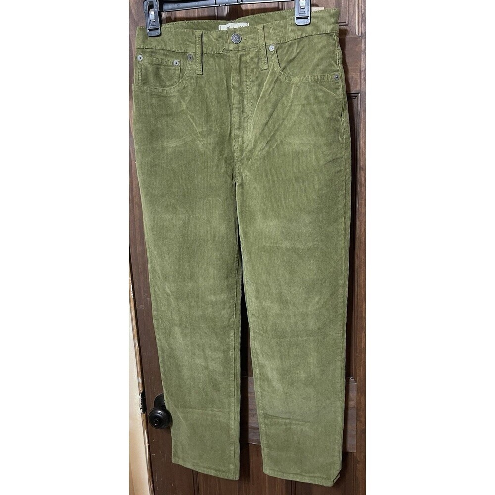 Madewell Olive Corduroy Classic Straight Leg Jeans Waist 28 New With Tags!